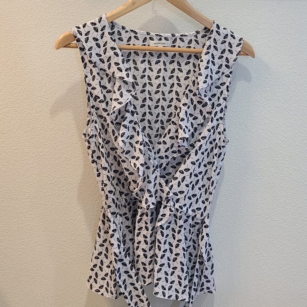 Umbrella print ruffle wrap top only